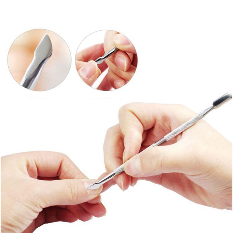 4 Pieces Nail Cuticle Pusher Stainless Steel Nail Polish Cuticle Remover Double Ended Manicure Nail Pedicure Tool Metal VXN Beauty