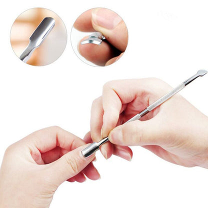 4 Pieces Nail Cuticle Pusher Stainless Steel Nail Polish Cuticle Remover Double Ended Manicure Nail Pedicure Tool Metal VXN Beauty