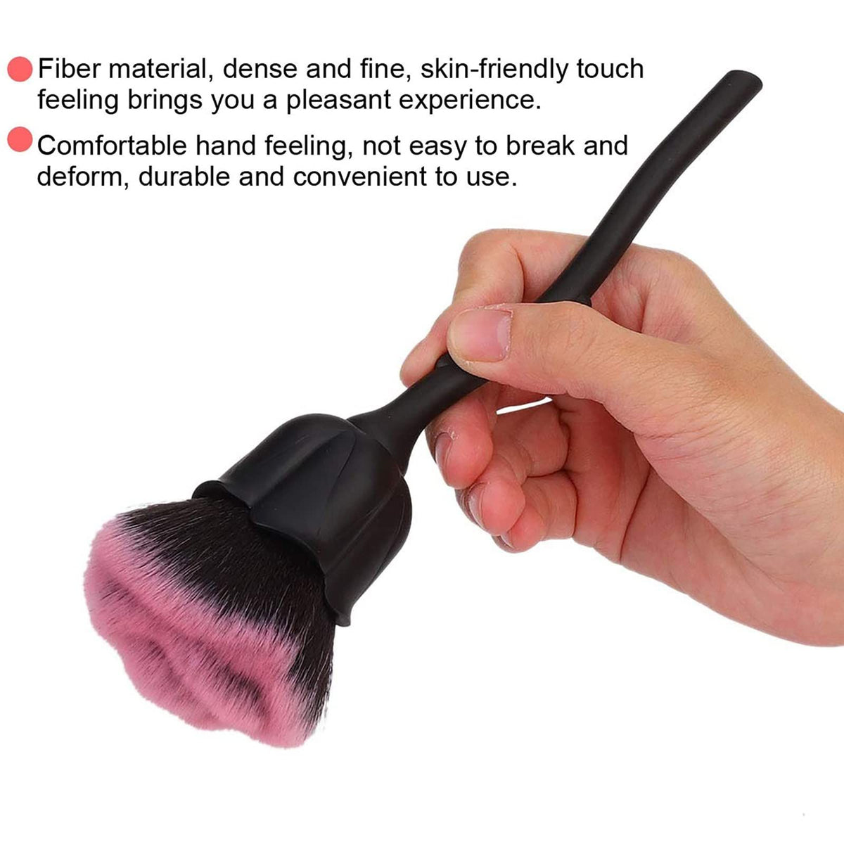 Nail Dust Brush, Fiber Hair Nail Art Brush, Rose Shape Nail Dust Brush for Remove Nail Dust and Powder VXN Beauty