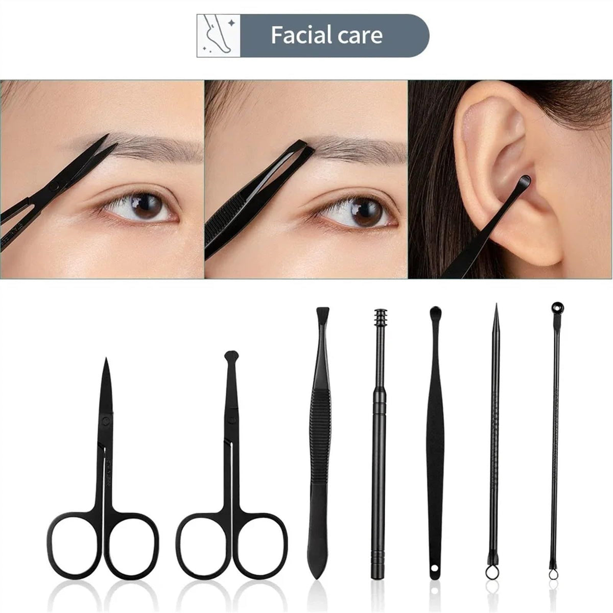 Black Nail Clipper 18 Set Stainless Steel Manicure Nail Scissors Pedicure Kit Nippers Trimmer Care Tool with Travel Case Kit VXN Beauty
