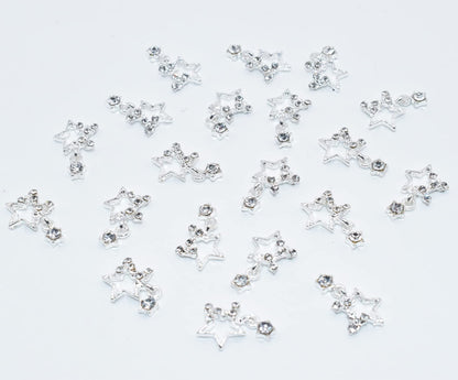 10 Pcs Nail Charms Silver Nail Charms for Nail Art Jewels Nail Rhinestones and Charms for Nails Designs Charms 3D Stars Charm VXN Beauty