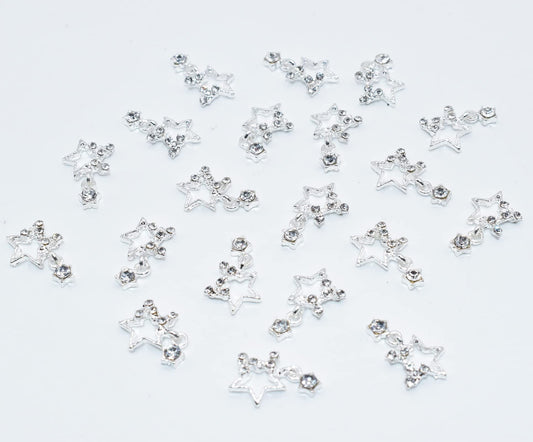 10 Pcs Nail Charms Silver Nail Charms for Nail Art Jewels Nail Rhinestones and Charms for Nails Designs Charms 3D Stars Charm VXN Beauty