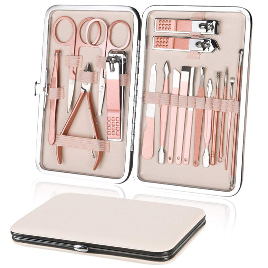 Nail Clippers for Men Women,18 In 1 Stainless Steel Nail Kit Professional Manicure Pedicure Kit Nail Scissors Cuticle Trimmer Nail VXN Beauty