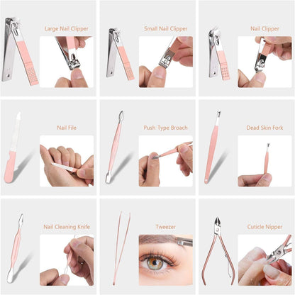 Nail Clippers for Men Women,18 In 1 Stainless Steel Nail Kit Professional Manicure Pedicure Kit Nail Scissors Cuticle Trimmer Nail VXN Beauty