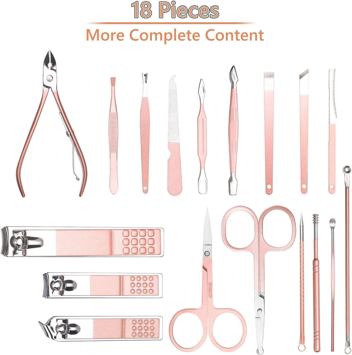 Nail Clippers for Men Women,18 In 1 Stainless Steel Nail Kit Professional Manicure Pedicure Kit Nail Scissors Cuticle Trimmer Nail VXN Beauty