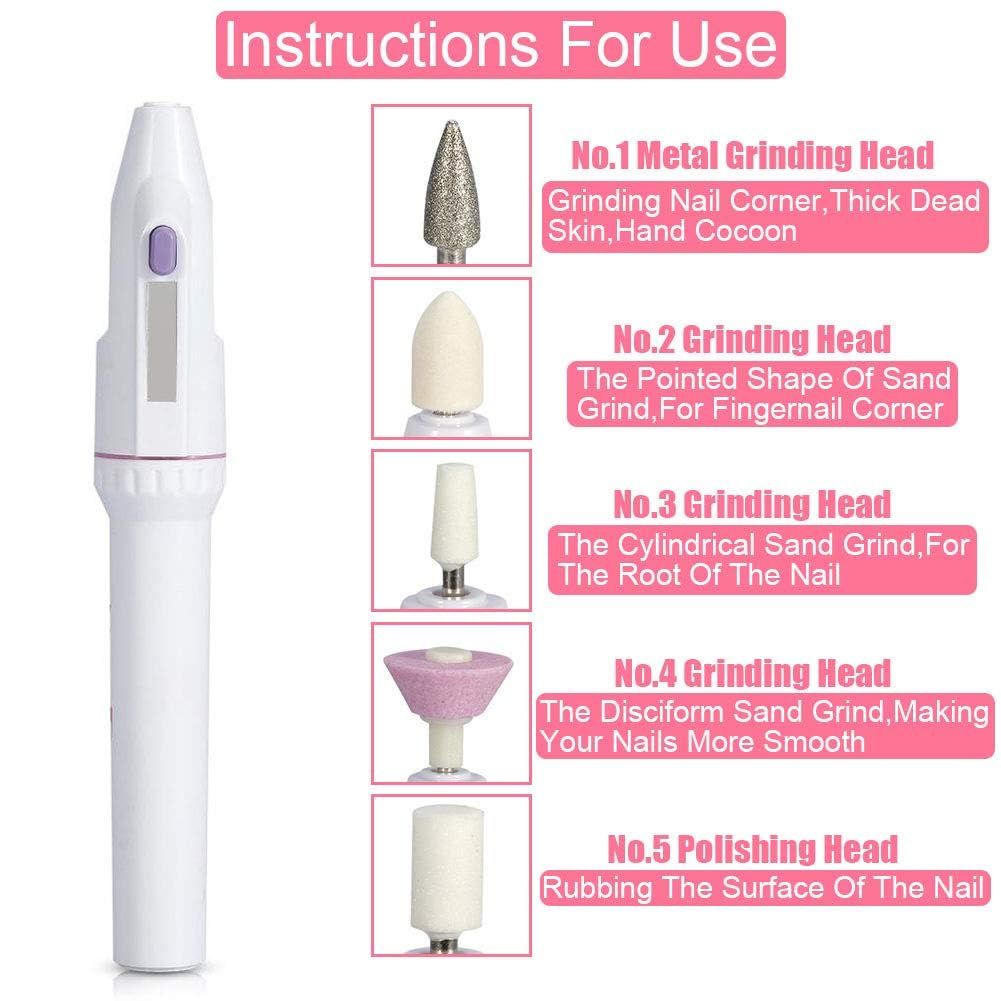 5-in-1 Professional Electric Manicure Sander Nail File Grooming Sets, Nail Art Trimming Machine DIY Pedicure Kit VXN Beauty