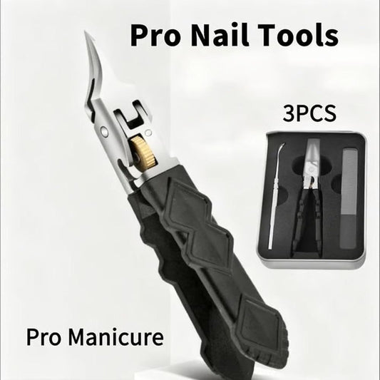Black Anti-Slip Grip Gear Lock Nail Clipper Set, Professional-Grade Manicure Tool with Ultra-Sharp Tips for Precise Access to Nail Grooves VXN Beauty