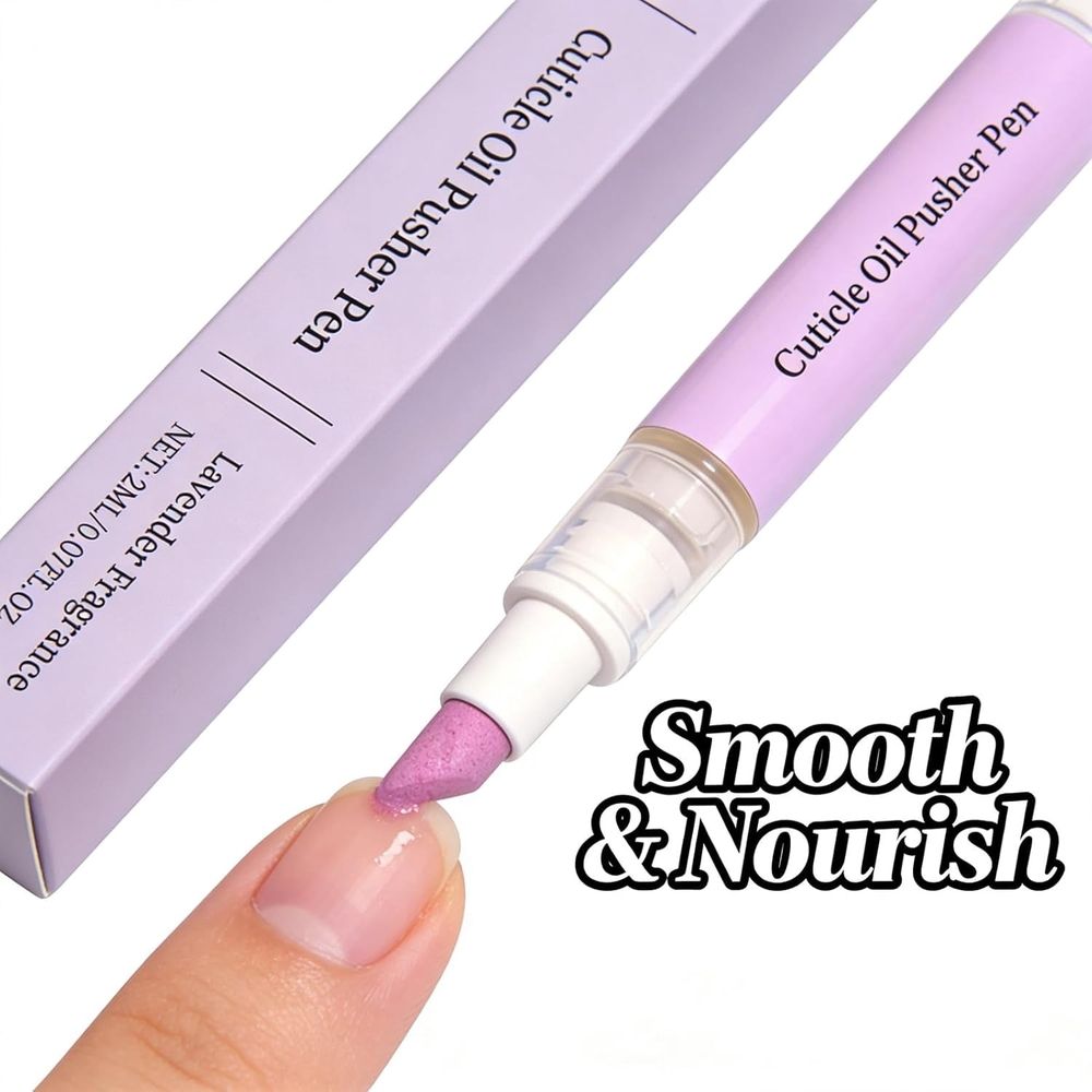 Cuticle Pen, Cuticle Cleaner Pen That Exfoliates,  New Ceramic Cuticle Pusher & Oil Pen, Nail Care Tool for Dry Damaged Nails VXN Beauty