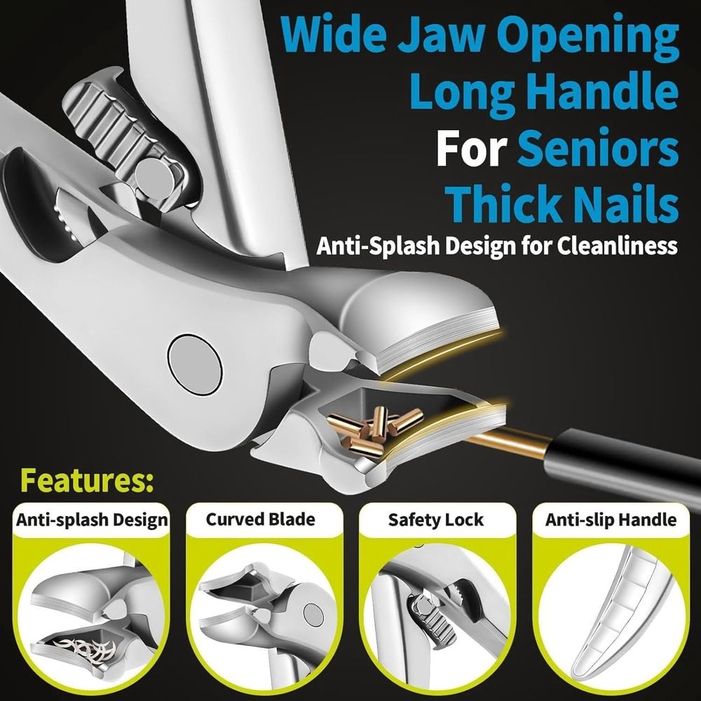 Toenail Clippers, Toe Nail Clippers for Thick Nails for Seniors, Stainless Steel Nail Clipper with Curved, Precision Blades, Effortless for Thick Nails & Seniors VXN Beauty