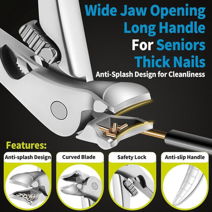 Toenail Clippers, Toe Nail Clippers for Thick Nails for Seniors, Stainless Steel Nail Clipper with Curved, Precision Blades, Effortless for Thick Nails & Seniors VXN Beauty