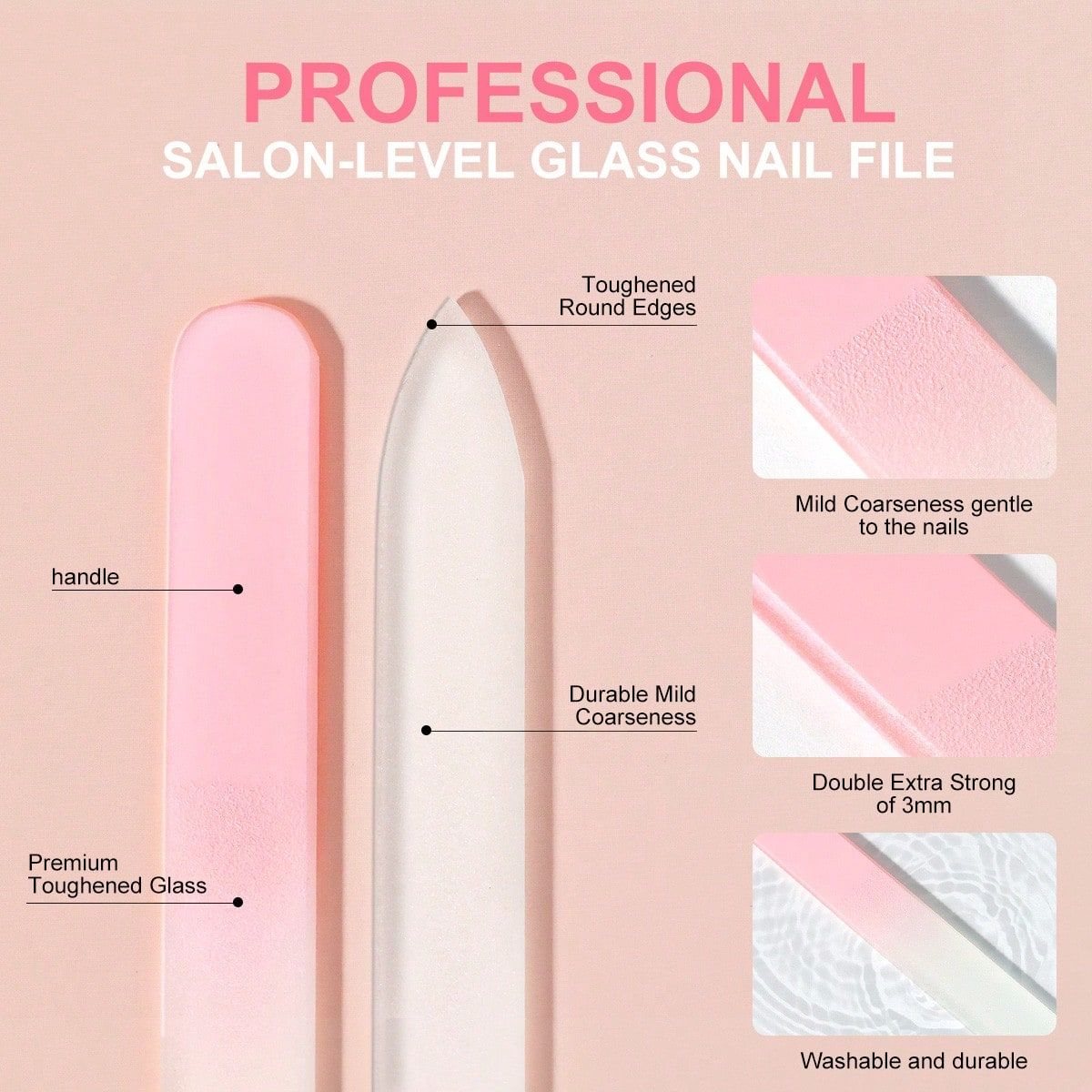5PC Glass Nail Files Glass Fingernail Files Professional Manicure Tool For Natural Nails Gradient Color Buffer Nail Care For Salon Gift Macaron Color Nail Art Supply VXN Beauty
