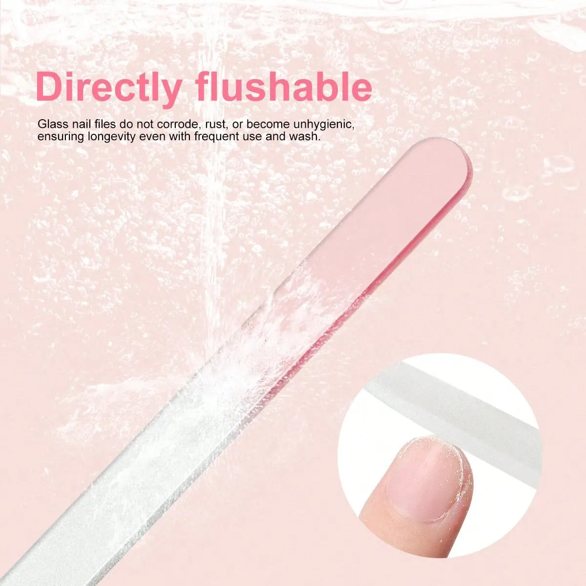 5PC Glass Nail Files Glass Fingernail Files Professional Manicure Tool For Natural Nails Gradient Color Buffer Nail Care For Salon Gift Macaron Color Nail Art Supply VXN Beauty