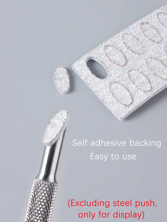 50Pcs Nail Steel Push Front Sanding Slice 100 Grit Remove Dead Skin Polish Nail Beveled Steel Pusher Replacement Scrub Sheet Nail Cleaning Tool Manicure Supplies VXN Beauty