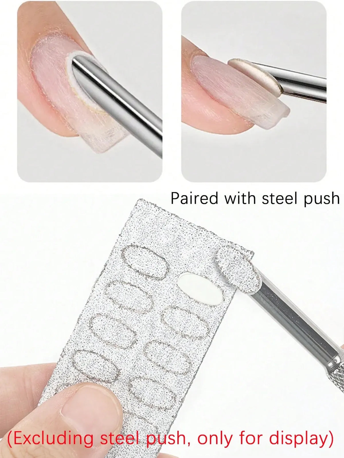 50Pcs Nail Steel Push Front Sanding Slice 100 Grit Remove Dead Skin Polish Nail Beveled Steel Pusher Replacement Scrub Sheet Nail Cleaning Tool Manicure Supplies VXN Beauty