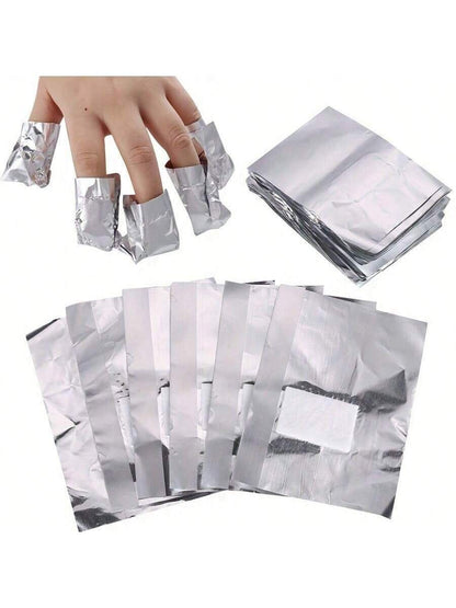 100pcs Aluminum Foil Nail Polish Remover Pads Absorbent Fabric Blocks For Home Manicure Salon Use Remove Gel Polish Acrylic Nails Nail Supplies Tools VXN Beauty