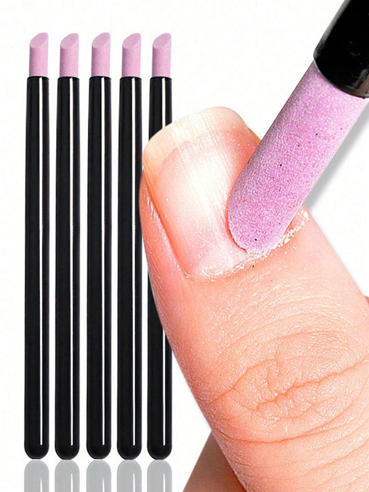 5Pcs Nail Art Tool Set 45 Degree Cuticle Remover Dead Skin Pusher Nail Buffer Polisher Pen Quartz Ceramic Head Manicure Pedicure Kit Home Professional Use Nail Black VXN Beauty