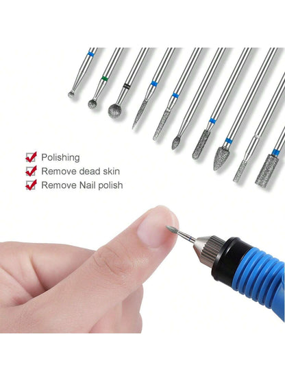 10 Pieces Nail Drill Bit Sander 332 Electric Nail File Diamond Pedicure Professional Sander Nail Accessories Sets Nail Drill Bits Pedicure Nail Art Tools Manicure Kit VXN Beauty