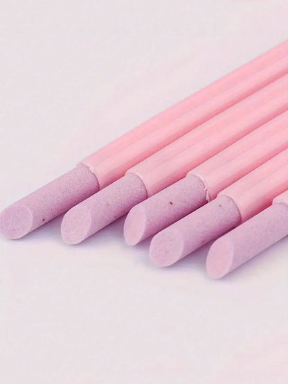 5Pcs Nail Art Tool Set 45 Degree Cuticle Remover Dead Skin Pusher Nail Buffer Polisher Pen Quartz Ceramic Head Manicure Pedicure Kit Home Professional Use Nail Pink VXN Beauty