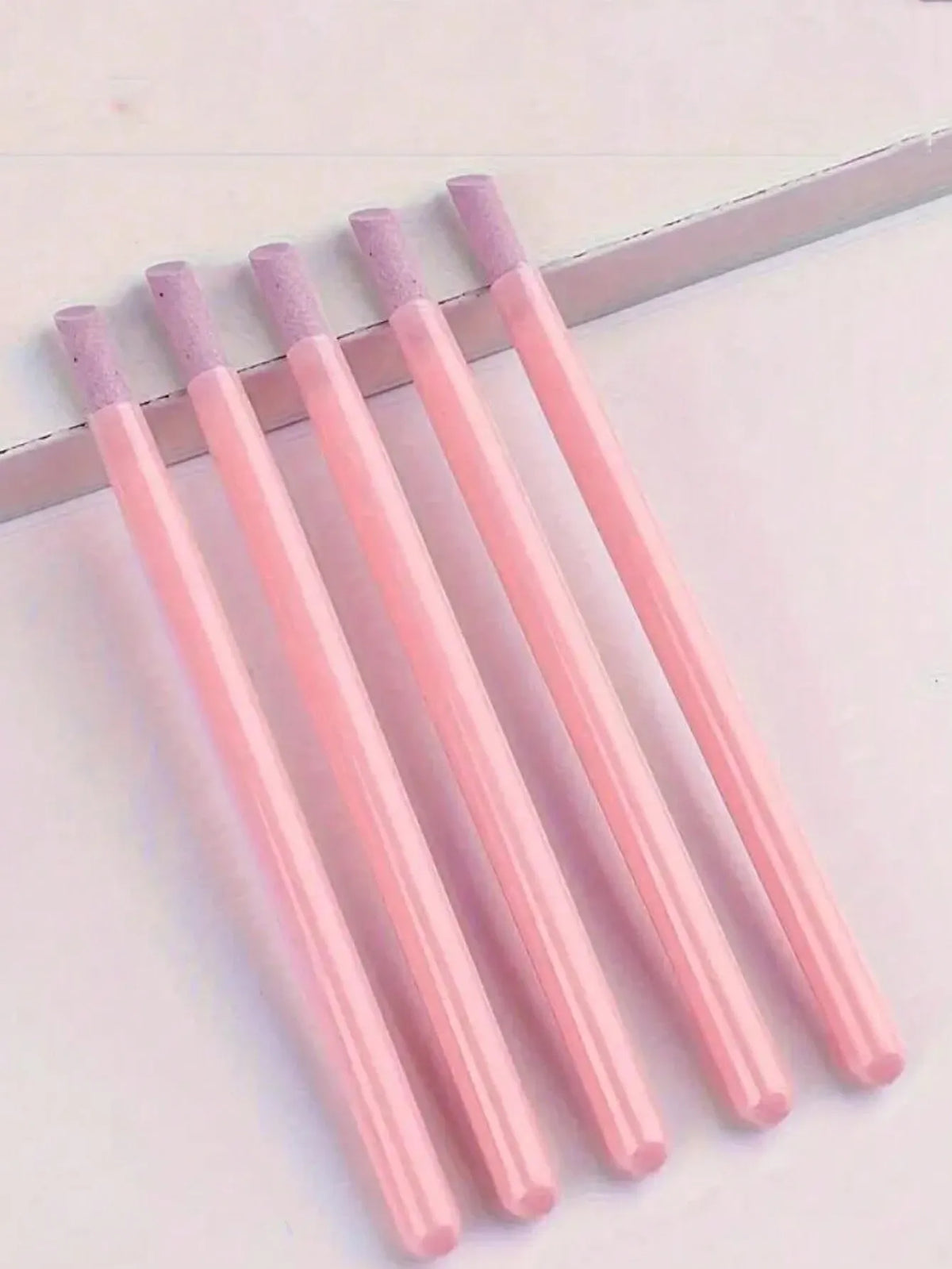 5Pcs Nail Art Tool Set 45 Degree Cuticle Remover Dead Skin Pusher Nail Buffer Polisher Pen Quartz Ceramic Head Manicure Pedicure Kit Home Professional Use Nail Pink VXN Beauty