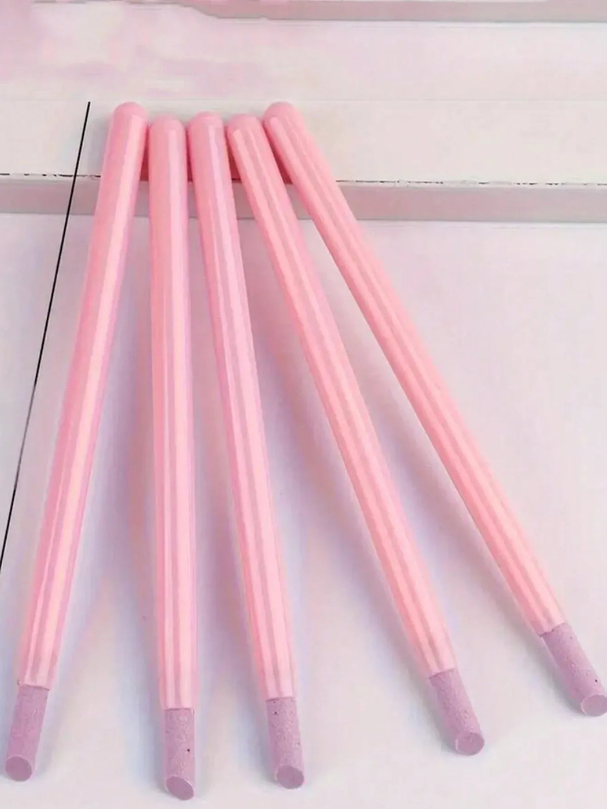 5Pcs Nail Art Tool Set 45 Degree Cuticle Remover Dead Skin Pusher Nail Buffer Polisher Pen Quartz Ceramic Head Manicure Pedicure Kit Home Professional Use Nail Pink VXN Beauty