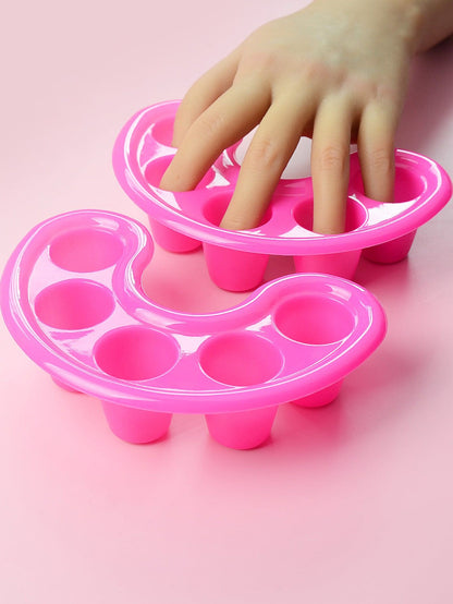 2pcs Nail Soak Bowl Manicure Tray Acrylic Nail Art Tools Salon Supplies For Soaking Fingertips Press On Nails Pedicure Spa Kit Pink VXN Beauty