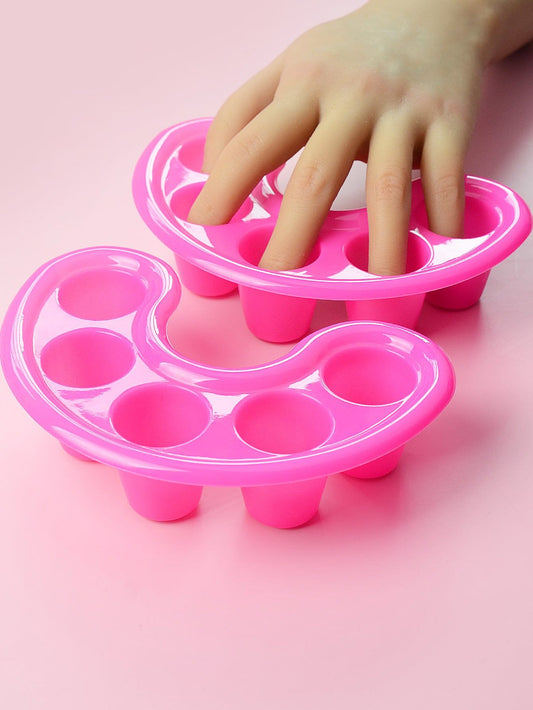 2pcs Nail Soak Bowl Manicure Tray Acrylic Nail Art Tools Salon Supplies For Soaking Fingertips Press On Nails Pedicure Spa Kit Pink VXN Beauty
