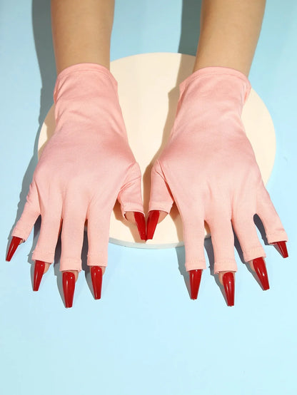 1pair Nail Art Gloves UV Protection For Gel Curing Lamp Manicure Tools Nail Supplies For Press On Nails Art Kit Pink VXN Beauty