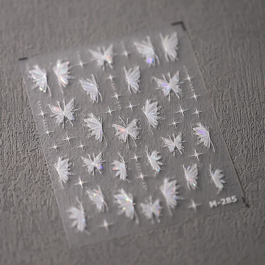 2PCS Butterfly Nail Art Foils Transfer Stickers Holographic Foil Nail Art Supplies Nail Decals Adhesive Designs Nails DIY VXN Beauty