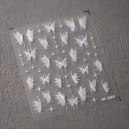 2PCS Butterfly Nail Art Foils Transfer Stickers Holographic Foil Nail Art Supplies Nail Decals Adhesive Designs Nails DIY VXN Beauty