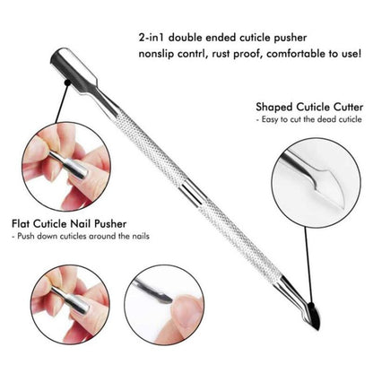 Nail Cuticle Spoon Pusher Remover Nail Cut Tool Pedicure Manicure Set. Pocket Nail Cuticle Nipper Pack Contains Nail Trimmer VXN Beauty
