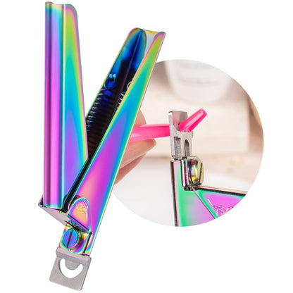 Nail Clippers for Acrylic Nails, Chameleon Premium Metal Acrylic Nail Clippers, Stainless Steel Rainbow Color Trimmer VXN Beauty