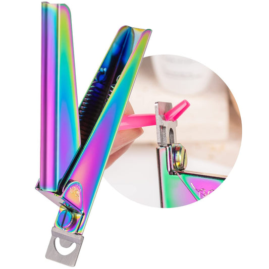 Nail Clippers for Acrylic Nails, Chameleon Premium Metal Acrylic Nail Clippers, Stainless Steel Rainbow Color Trimmer VXN Beauty