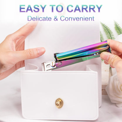 Nail Clippers for Acrylic Nails, Chameleon Premium Metal Acrylic Nail Clippers, Stainless Steel Rainbow Color Trimmer VXN Beauty