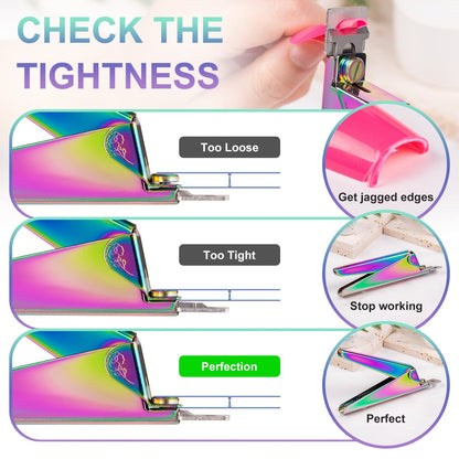 Nail Clippers for Acrylic Nails, Chameleon Premium Metal Acrylic Nail Clippers, Stainless Steel Rainbow Color Trimmer VXN Beauty