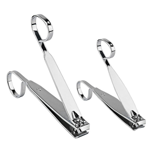 Nail Clipper Set,Carbon Steel Fingernail and Toenail Clippers for Seniors Long Handle with Metal Case for Women and Man Set of 2 VXN Beauty