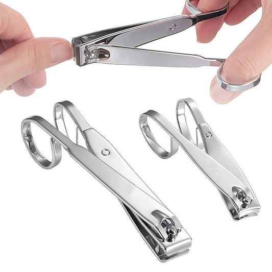 Nail Clipper Set,Carbon Steel Fingernail and Toenail Clippers for Seniors Long Handle with Metal Case for Women and Man Set of 2 VXN Beauty