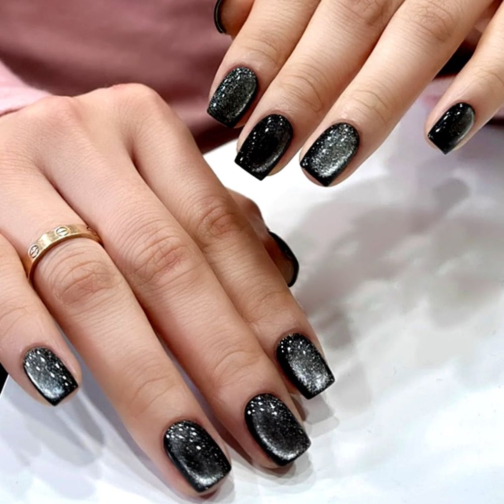 24pcs Cat Eye Short False Press on Nails Tips Square Oval Designs Fake Nails Set Reusable Artificial faux Fingernails Full Cover VXN Beauty