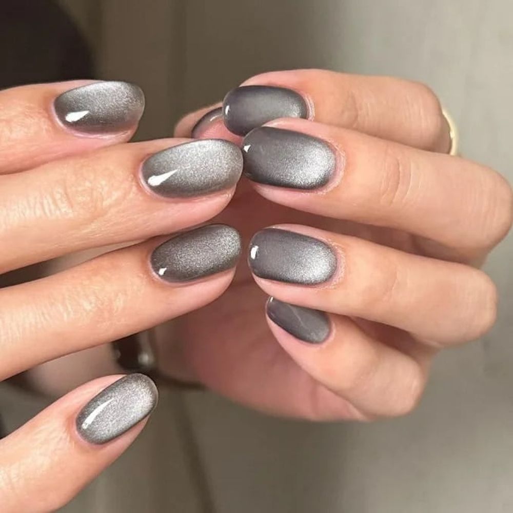 24pcs Cat Eye Short False Press on Nails Tips Square Oval Designs Fake Nails Set Reusable Artificial faux Fingernails Full Cover VXN Beauty