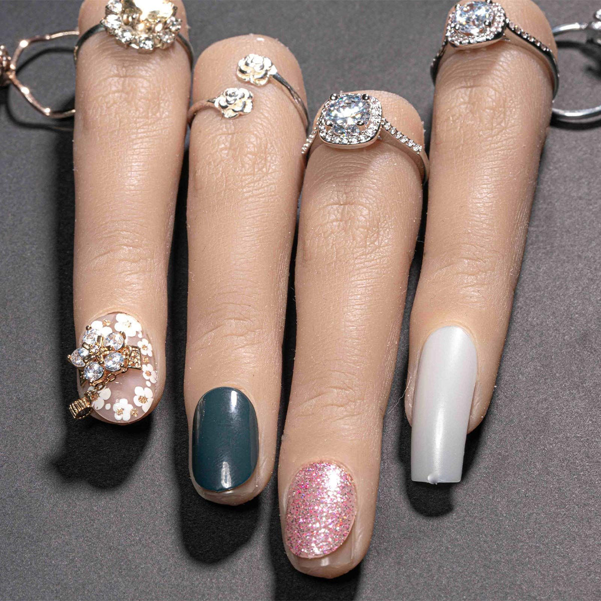 Silicone Practice Fingers for Acrylic Nails, Bendable Fake Nail Training Finger Manicure DIY Nail Art (3-2pcs) VXN Beauty