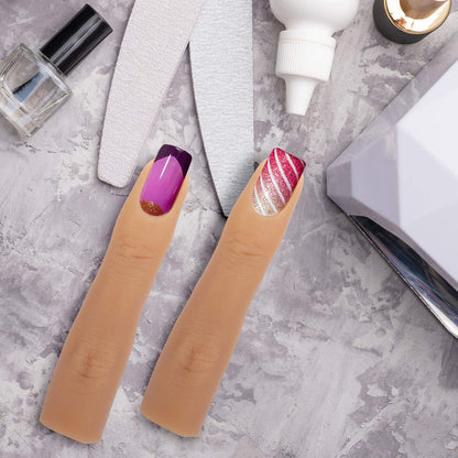 Silicone Practice Fingers for Acrylic Nails, Bendable Fake Nail Training Finger Manicure DIY Nail Art (3-2pcs) VXN Beauty