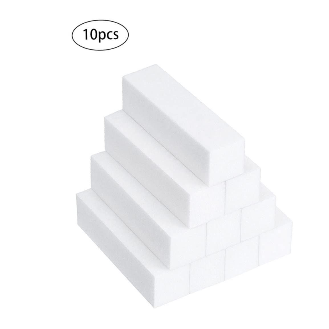 10PCS White Nail Buffer Block Salon 4 Way Sanding Block Files Sponge Nail File Manicure Tool for Salon or Home Use VXN Beauty
