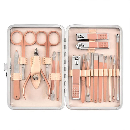 Nail Clippers Set 18 in 1 Stainless Steel Manicure Cutter Kits Nail Scissors Trimmer Portable Manicure Clipper Nail Care Tools VXN Beauty
