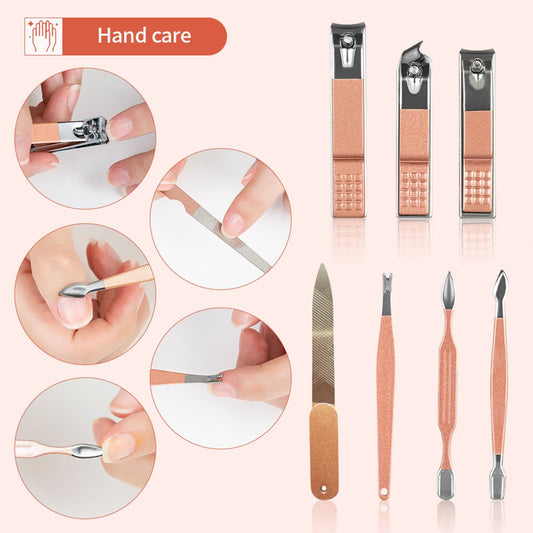 Nail Clippers Set 18 in 1 Stainless Steel Manicure Cutter Kits Nail Scissors Trimmer Portable Manicure Clipper Nail Care Tools VXN Beauty