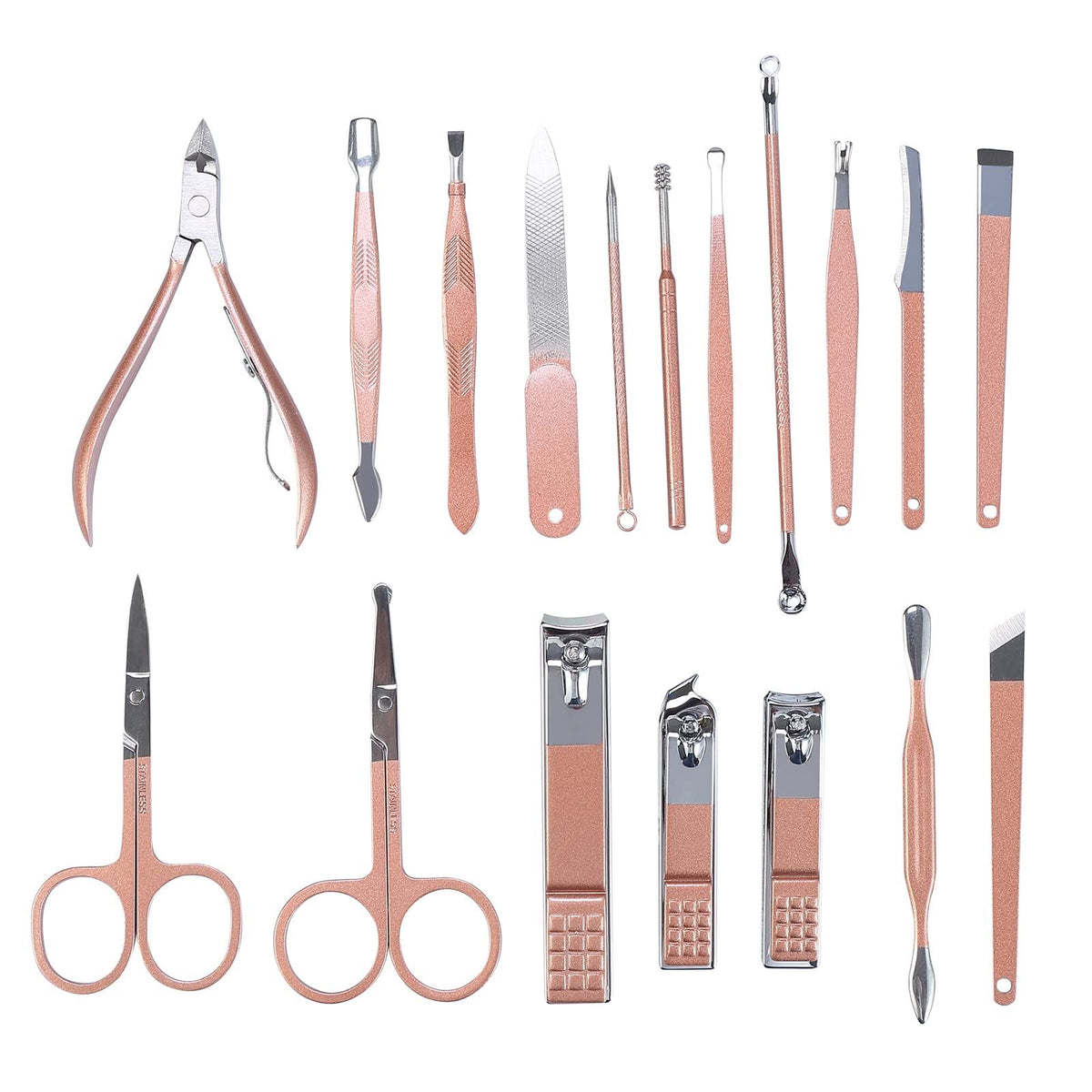 Nail Clippers Set 18 in 1 Stainless Steel Manicure Cutter Kits Nail Scissors Trimmer Portable Manicure Clipper Nail Care Tools VXN Beauty