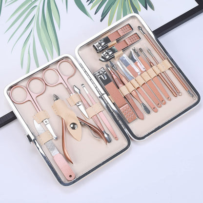 Nail Clippers Set 18 in 1 Stainless Steel Manicure Cutter Kits Nail Scissors Trimmer Portable Manicure Clipper Nail Care Tools VXN Beauty