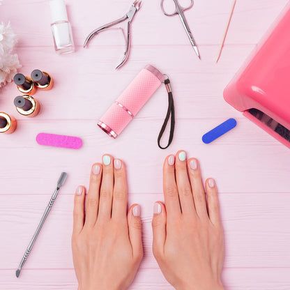 Mini UV LED Nail Lamp for Gel Nails with 9 LED and Nail Cuticle Pusher Portable Gel LED UV Nail Lamp (Pink) VXN Beauty