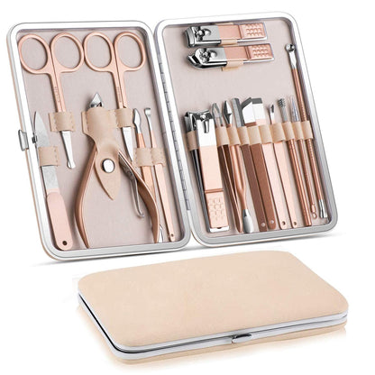 18 in 1 Stainless Steel Professional Manicure & Pedicure Kit for Women Includes Scissors Nail Cutte VXN Beauty