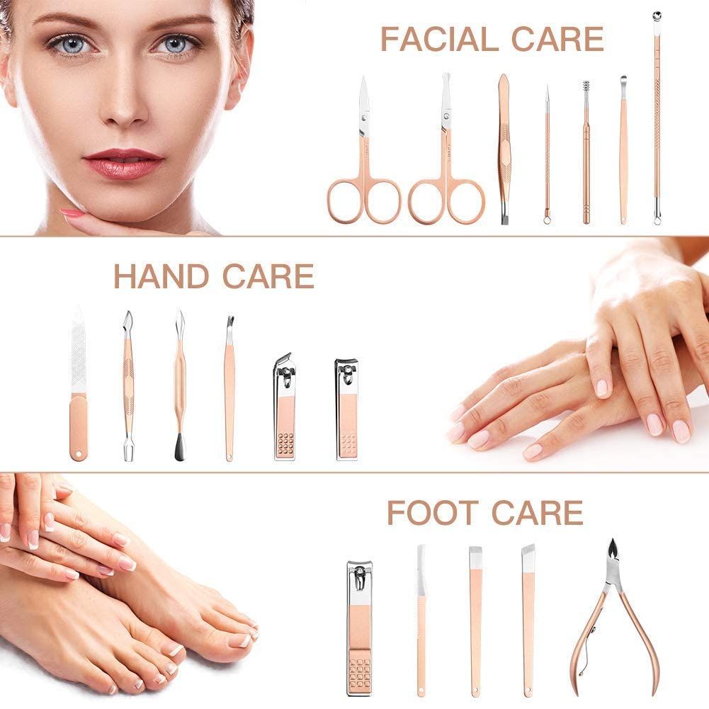 18 in 1 Stainless Steel Professional Manicure & Pedicure Kit for Women Includes Scissors Nail Cutte VXN Beauty