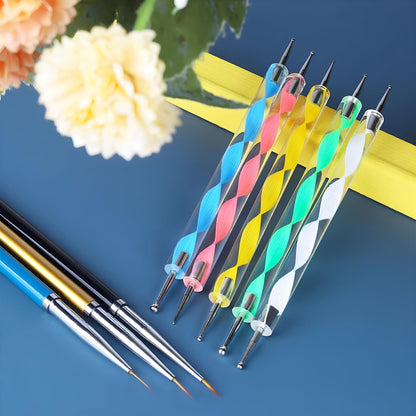 20-Piece Professional Nail Art Brushes Set, Dotting Tools, Dust Brush, Nail Drawing Pen for Perfect Manicure and Detailed Designs VXN Beauty