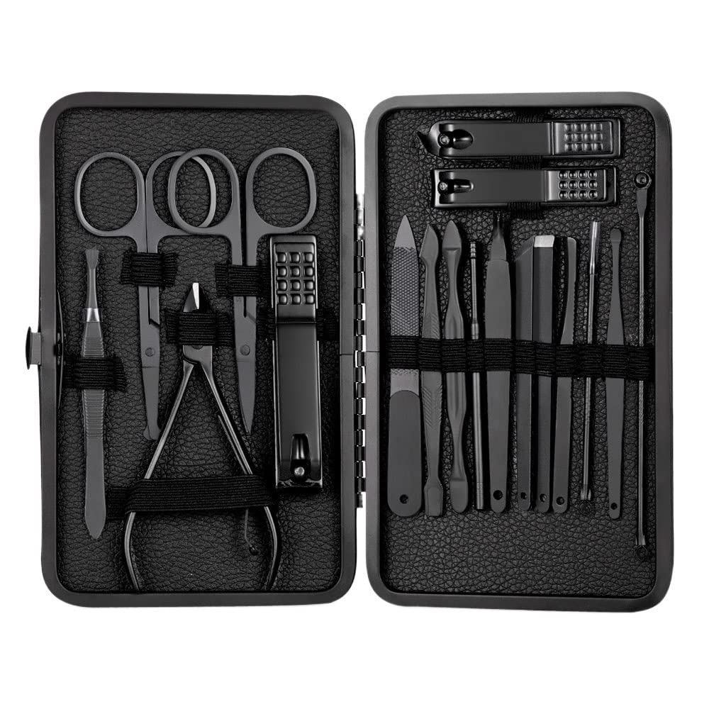 Manicure Set Stainless Steel Nail Clippers Pedicure Kit Portable Travel Household Nail Scissor Kit Nail Cutter Tool Set (18pcs) VXN Beauty